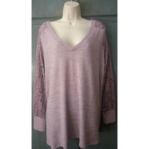 TORRID LACE SLEEVE TEE - LAVENDER SUPER SOFT PLUSH Plus Size 3